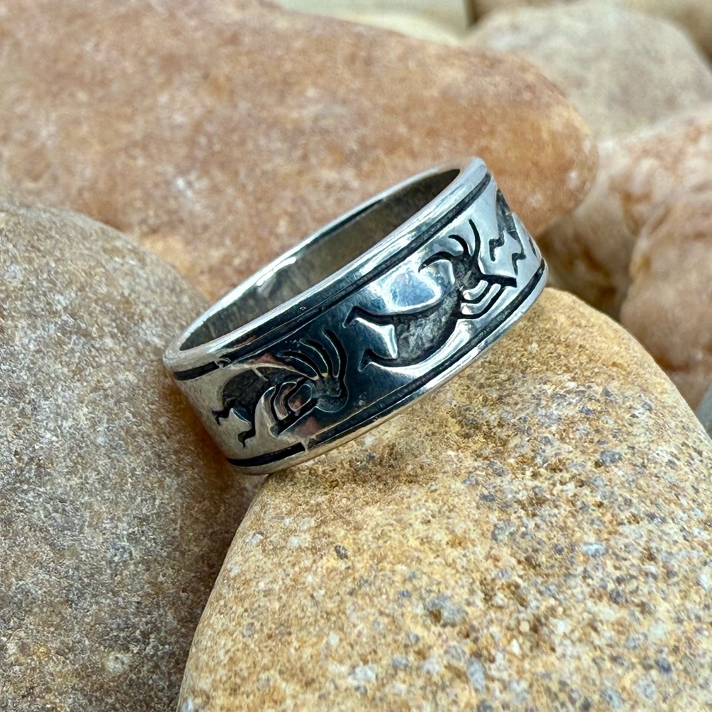 Vintage Shube’s Dakota West Sterling Silver Band Ring Size 7 Southwest Kokopelli - Picture 5 of 17